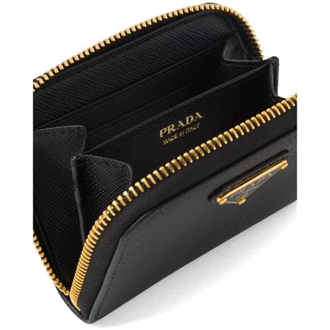 prada wallet metal card case saffiano leather nero black|prada odette saffiano.